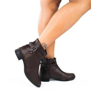 Imagem de Bota Feminina Cano Curto Salto Baixo Zíper Lateral Casual Confortável Dia A Dia Resistente-Feminino