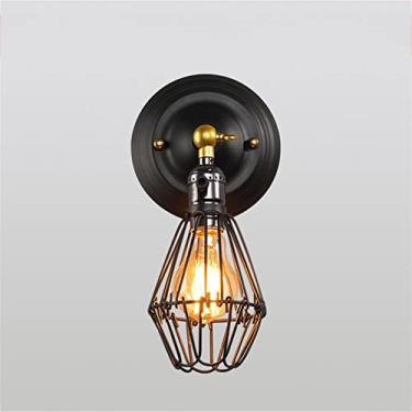 Imagem de HOSETEON Luminária de parede europeia retrô vila americana gaiola de ferro em V arandela de parede ajustável industrial luminária de cabeceira cozinha casa de fazenda corredor ony entrada corredor