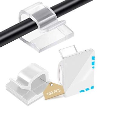 Imagem de Clipes de cabo Abnii 100PCS, organizador de fios adesivo, transparente