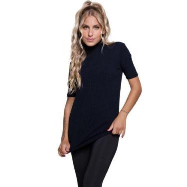 Imagem de Blusa Manga Curta Gola Alta Bella Fiore Em Malha Canelada Blogueira Mo