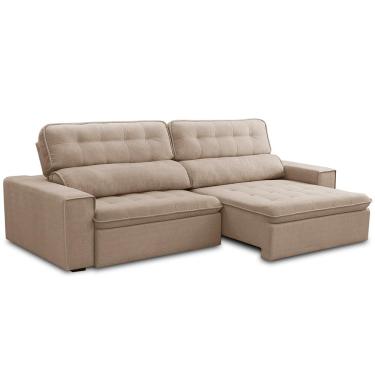 Imagem de Sofá Retrátil Reclinável Para Sala 4 Lugares 290cm Haus F04 Bouclê Bege - Lyam Decor