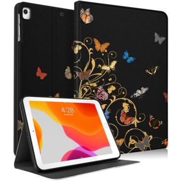 Imagem de Uppuppy Capa para iPad 5ª/6ª geração, para Apple iPad Air de 1ª/2ª geração, para iPad Pro 9,7 polegadas, capa fofa para crianças, mulheres, meninas, meninas, kawaii, design de borboleta preta, capa fólio para iPad 5/6, Air 1/2, Pro 9,7