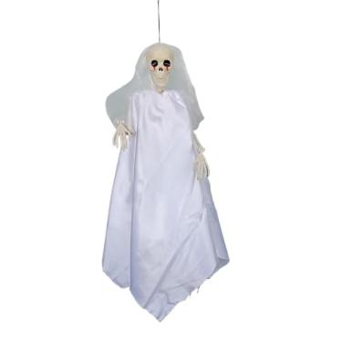 Imagem de predolo Decoração de Halloween para pendurar fantasmas, esqueleto assustador, noiva, decoração de jardim, casa, pingente fantasma assustador para pilar de