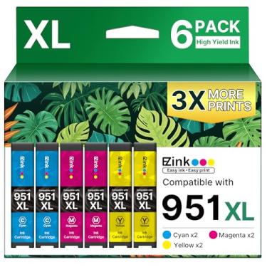Imagem de E-Z Ink Cartucho de tinta de substituição compatível para HP 950XL 951XL 950 XL 951 XL para uso com OfficeJet Pro 8610 8600 8615 8620 8625 8100 276dw 251dw (2 ciano, 2 magenta, 2 amarelos, 6 unidades)