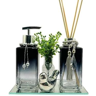 Imagem de Kit Lavabo Aromatizador e Sabonete Square Black (PRATA)