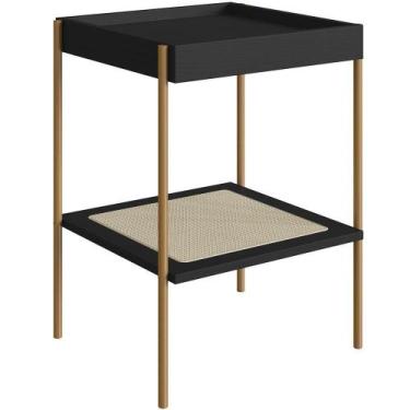 Imagem de Mesa Lateral Para Sala De Estar Industrial Indy A03 Nero Dourado - LYA