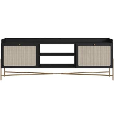 Imagem de Rack Para Sala De Estar 65 Pol 183cm Industrial Indy A03 Nero Dourado 