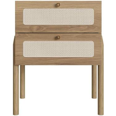 Imagem de Mesa De Cabeceira 02 Gavetas Com Telinha Pés Madeira Moss A03 Hanover 