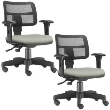 Imagem de Kit 02 Cadeiras Giratórias Zip Executiva Escritório Bege - LYAM DECOR