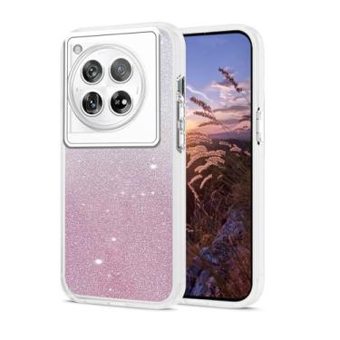 Imagem de Anlalish Compatível com OnePlus 12R Capa de telefone com glitter OnePlus 12R revestimento de silicone Fundas acessórios de proteção para câmera à prova de choque (branca)