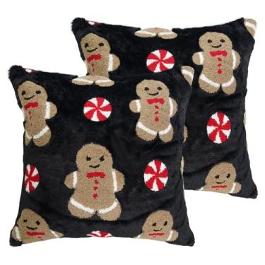 Imagem de Vagasi Conjunto de 2 capas de travesseiro de Natal 45,7 x 45,7 cm, fronhas macias de pelúcia para sofá, quarto, sala de estar, varanda