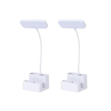 Imagem de Luminária de Mesa LED Portátil com Porta Canetas Abajur Recarregável USB 3 Tons de Luz para Escritório e Estudo (2 pçs)