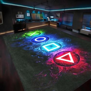 Imagem de Tapete de jogos para sala de jogos, 20 x 25,4 cm, tapete grande para meninos, quarto, jogador, videogame, crianças, jogos, console decorativo, para meninos e adolescentes, preto