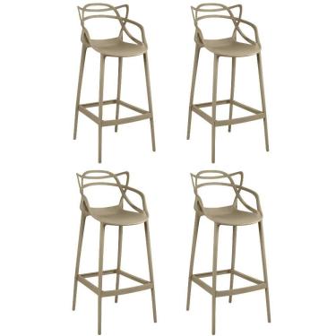 Imagem de Kit 4 Banquetas Allegra Com Encosto Design Cozinha/bancada - Nude