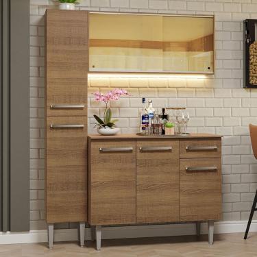 Imagem de Armário De Cozinha Compacta 137cm Rustic Emilly Madesa 06 Rustic