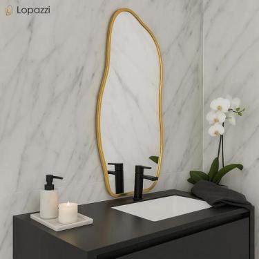 Imagem de Espelho Orgânico 90x40cm Moldura em Alumínio Corpo Inteiro Grande Magn