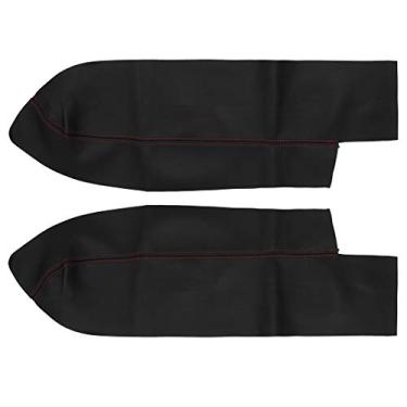 Imagem de X AUTOHAUX Par de painéis de couro sintético para porta dianteira de carro capa de apoio de braço preto vermelho para Honda CR-V 2007-2012
