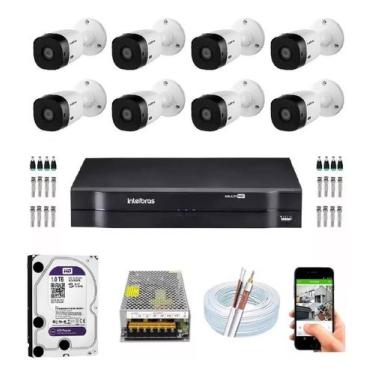 Imagem de Kit Intelbras 08 Cameras Full Hd Vhl 1220b 08 Canais Hd 1tb