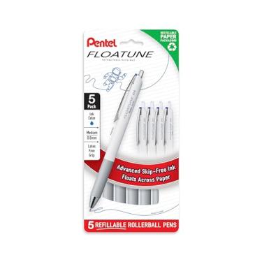 Imagem de Pentel Floatune esferográfica retrátil, ponta média de 0,8 mm, tinta azul, sem plástico, pacote com 5 (BY208PF5C)