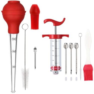 Imagem de Kit de seringa injetora de carne de peru de plástico, baster de carne para cozinhar e regar, injetor de marinada de grande capacidade para o Dia de Ação de Graças e Natal, carne de porco, frango