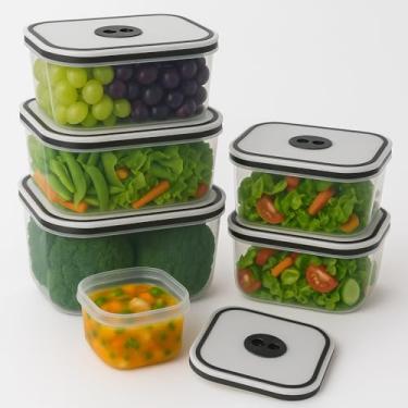 Imagem de Kit 5 Potes Herméticos para Geladeira com Tampa Plástica Transparente - Armazena Alimentos, Ideal para Freezer/Microondas, Sem BPA, Perfeitos para Frutas, Legumes e Refeições