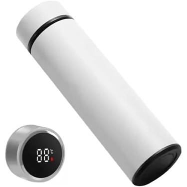 Imagem de Garrafa Térmica Inteligente com Sensor de Temperatura LED | Visor Digital | Aço Inoxidável Livre de BPA | Perfeita para Café, Chá e Água Gelada (Branco)