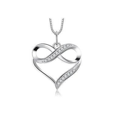 Imagem de Colar Infinity 925 com pingente de coração de prata para mulheres - Li
