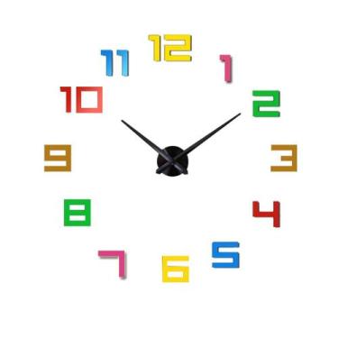 Imagem de Relógio de parede acrílico colorido com design moderno criativo 42cm -