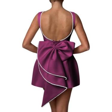 Imagem de Vestido de festa Aosadin Satin A Line Mini Orchid para mulheres