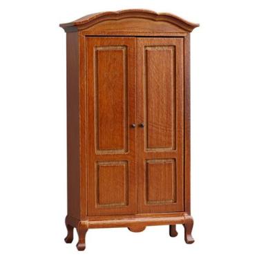 Imagem de Armário de casa de bonecas em miniatura de madeira vintage marrom esca