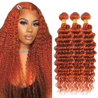 Imagem de 350 Human Hair Ginger Deep Wave Bundles Brazilian Remy - WuvuSnm