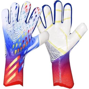 Imagem de Luvas de goleiro, luvas de futebol juvenil, luvas de goleiro de futebol de látex masculino profissional, luvas de goleiro de futebol com proteção de dedos para treinamento e jogo