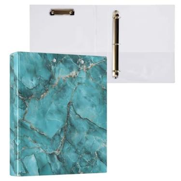 Imagem de Fichário de 3 anéis com padrão de mármore azul-petróleo 3 cm, 1 pacote com 200 folhas para crianças, material escolar, mulheres e homens, escritório