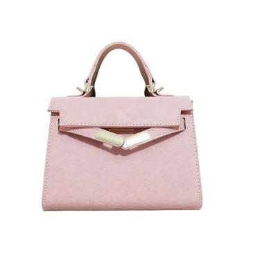 Imagem de Bolsa tiracolo feminina de couro PU moderna com alça ajustável bolsa transversal pequena bolsa de mão, rosa, Bolsa tiracolo