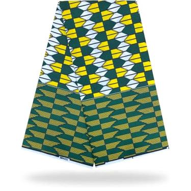 Imagem de Shenbolen Tecido de cera de impressão africana Kente pano Ankara 100% poliéster (1 jarda, G)