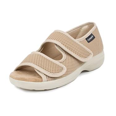 Imagem de SCHAWOS Sandálias elásticas 06, para homens e mulheres, ortopédicas, pés inchados, para idosos, Bege, 9 Women/7.5 Men