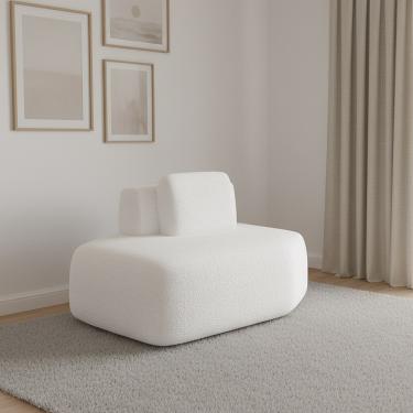 Imagem de Sofá Módulo Chaise 165cm Orgânico Sala Berlim Bouclê Off White K01 - D'Rossi