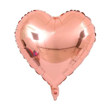 Imagem de BALAO METALIZADO CORACAO C/CANUDO ROSE GOLD 5" C/ 6 UNIDADES