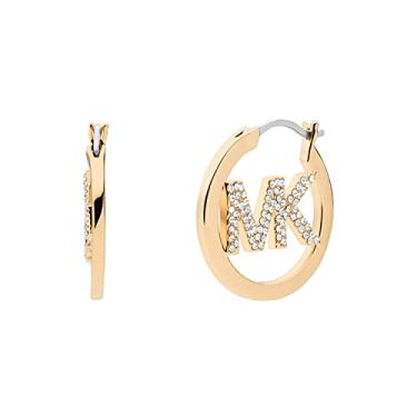 Imagem de Michael Kors Brincos de argola com logotipo Pavé banhado a ouro