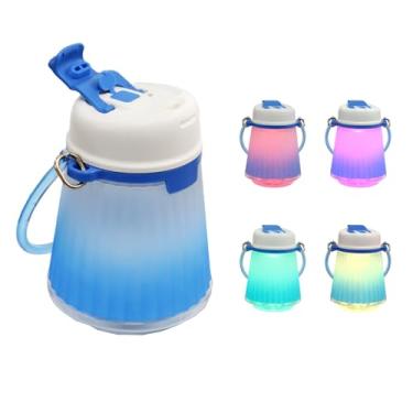 Imagem de Light-Up Water Bottle, 700ML/23.67OZ Adjustable 4-Color Cup with LED Mood Night Light, USB Rechargeable & Portable with Detachable Handle/Strap, Unique Gift Idea for All Ages (Blue)