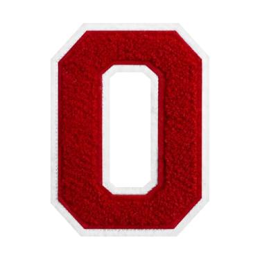 Imagem de Patch de número de chenille vermelho de 15 cm – aplique bordado grande universitário para jaquetas, camisas, moletons com capuz, bolsas e jeans – decoração de roupas DIY, uniforme de equipe e presente