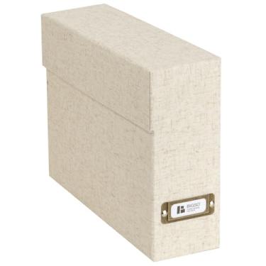 Imagem de Bigso Lovisa Caixa de armazenamento de documentos de papelão de fibra com 12 arquivos dobrados para papéis A4 e tamanho carta - Caixa organizadora de arquivos durável com tampa e suporte de etiqueta