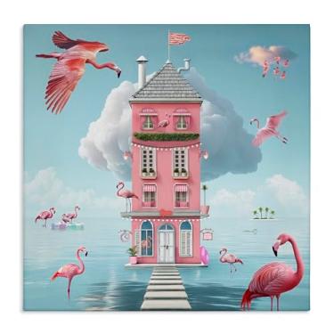 Imagem de Stupell Industries Arte de parede em tela Flamingo Hotel on Water, design por Lori Lea Studios, 76 x 76 cm