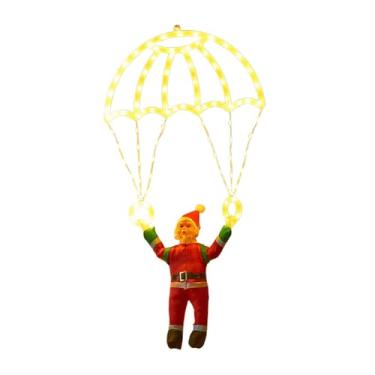 Imagem de IEUDNS Luzes de Natal em Formato de Paraquedas, Enfeite para árvore de Natal, Decoração Natalina com Luzes de LED, Papai Noel Pendurado para Casa, Festas de, luz quente