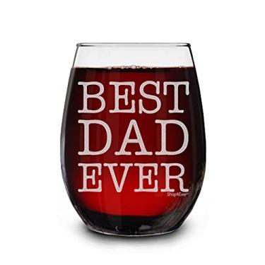 Imagem de shop4ever Best Dad Ever Taça de vinho sem haste gravada a laser 425 g Presente engraçado para o Dia dos Pais