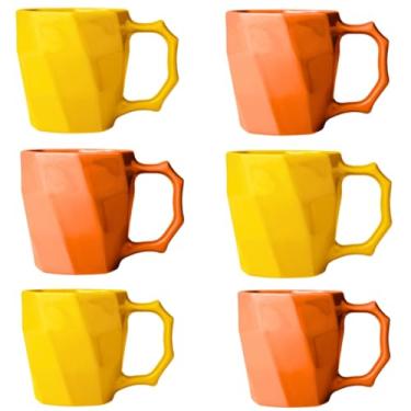 Imagem de Jogo de Xicara, Jogo de Canecas Cerâmicas Kit 6 peças Louça Café Da Manha Conjunto(AMARELO/LARANJA)