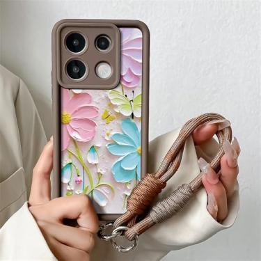 Imagem de Capa com cordão para Xiaomi Redmi 14T 13T 15 Pro Poco F6 M6 C75 14C Note 14 Pro Plus, alça de pulso com corrente para pendurar, NYNY30, café, SS, para Xiaomi 14