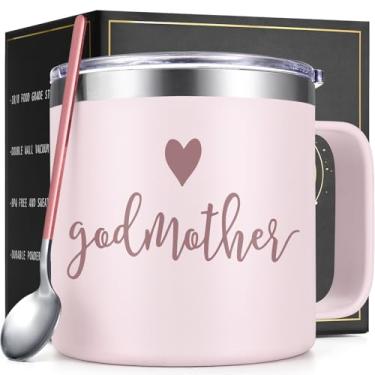 Imagem de Lifecapido Caneca de café isolada para madrinha de 400 ml, presentes de pedido de madrinha, presentes de Natal, batismo, dia das mães, para madrinha, quartzo rosa