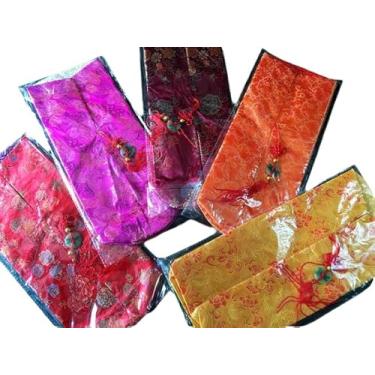 Imagem de Capas decorativas para garrafas de vinho brocado de seda com nó chinês bolsas de tecido atacado casamento Natal vinho tinto roupas vestidos (serve para garrafa de 750 ml (altura 11,4 L 20,1 cm