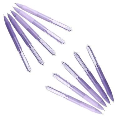 Imagem de GZBABY Caneta de gel de ponta fina, 10 peças, canetas esferográficas retráteis, tinta preta, 0,5 mm, barril de caneta gradiente elegante (roxa)